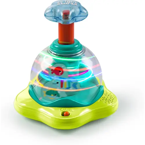 Bright Starts Press & Glow Spinner Cause and Effect Musical Baby Toy, Age 6 Months+