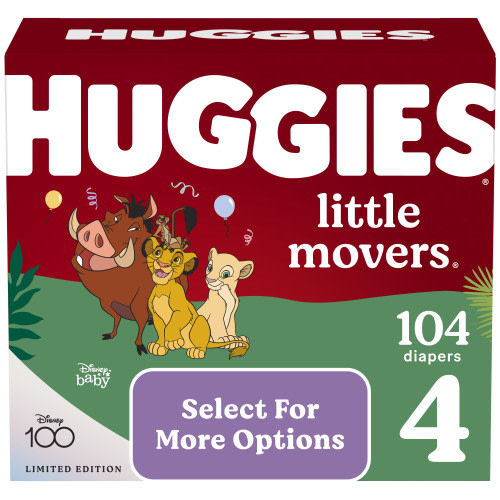 Huggies Little Movers Baby Diapers, Size 4, 104 Ct (Select for More Options)