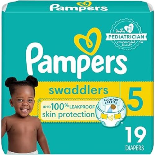 Pampers Baby Diapers - Swaddlers - Size 5, 19 Count, Ultra Absorbent Disposable Infant Diaper