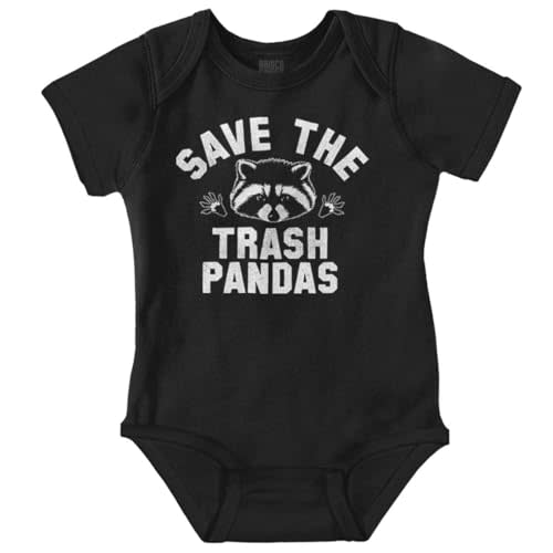 Brisco Brands Save Trash Pandas Funny Raccoon Pun Baby Romper Boys or Girls