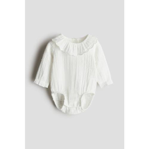 COTTON MUSLIN ROMPER SUIT (White - 6M)