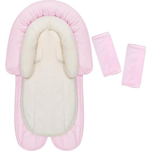 COOLBEBE New Babybody Support & Strap Covers Set for Newborn Infant Toddler- Extra Soft Stroller Cushion Pads Car Seat Insert, Perfect for Carseats, Strollers, Swings, Pink