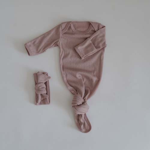 Sleeper and Bow in Mulberry Pointelle