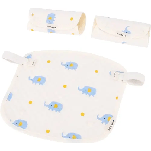 Bebamour Drool and Teething Reversible Cotton Pad For All Carry Positions Baby Carrier White Drool Bib For Boys & Girls(Elephant)