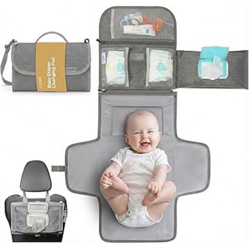 Portable Changing Pad – Waterproof Foldable Diaper Changing Pad with Wipes Pocket, Soft Travel Changing Mat for Baby, Compact & Easy to Clean Newborn Gift