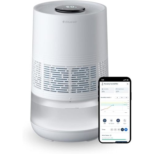 BLUEAIR Premium Smart Humidifier: 3.5L Dishwasher Safe Tank for Large Room, Better Sleep with Evaporative Tech, Auto & Night Mode, Easy Top Fill, Air Quality Insight with App, Touchscreen, 48-Hour run