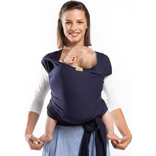 Boba Baby Wrap Carrier - Original Baby Carrier Wrap, Baby Sling for Newborns - Baby Wearing Essentials - Newborn Wrap Swaddle Holder, Newborn to Toddler Infant Baby Sling, 7-35 lbs (Navy Blue)