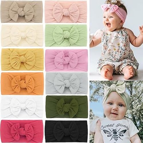 kangaroo Bows Headbands For Baby Girls 12Pcs, Newborn Infant Toddler Hairbands and Child Hair Accessories