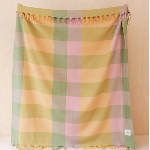 TBCO Recycled Wool Blanket in Green Bold Check