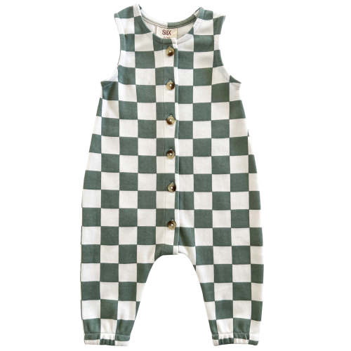 Matcha Milkshake Checkerboard / Organic Bay Jumpsuit