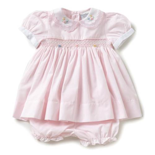 Friedknit Creations Baby Girls 3-9 Months Floral Embroidered Smocked Dress