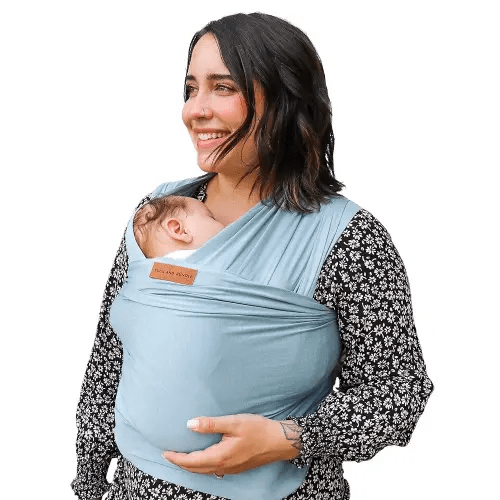 Ezra Baby Wrap - Lightweight Baby Carrier - Citadel Blue - Best Baby Wrap for Newborns 0-18 Months - 100% Tencel Modal, Comfortable, Simple, and Hands-Free Babywearing Wraps