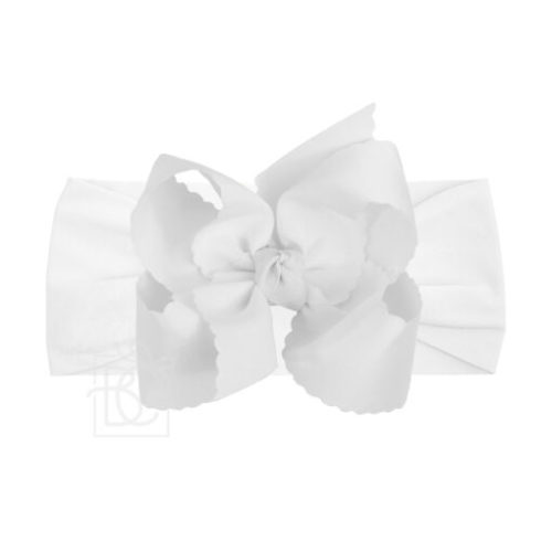 Wide Nylon Headband with Scalloped Edge Hair Bow - Beyond Creations - Hair Bows and Accessories