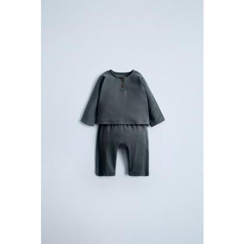 HENLEY T-SHIRT AND JOGGERS SET - Blue / Gray | ZARA United States