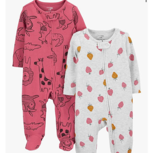 Simple Joys by Carter's baby-girls 2-way Zip Thermal Footed Sleep and Play, Pack of 2
