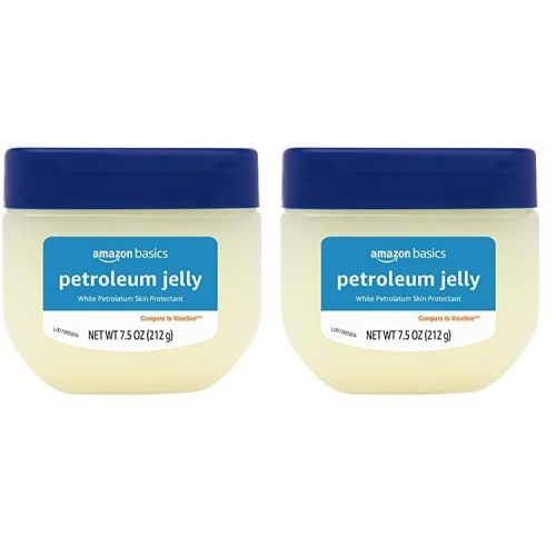 Amazon Basics Petroleum Jelly White Petrolatum Skin Protectant, Unscented, 7.5 Ounce, Pack of 2