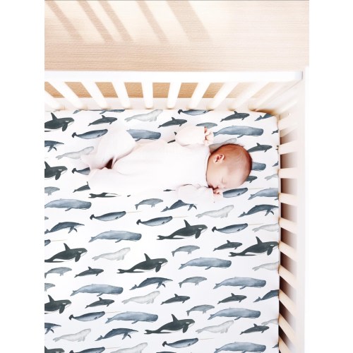 Under The Sea Crib Sheet, Blue Whales, Nautical Nursery, Ocean Themed Nursery, Sea Themed Nursery, Ocean Baby Gift, Underwater Animals