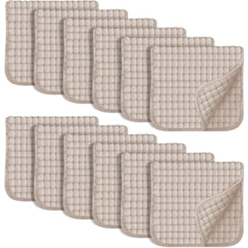 SWEET DOLPHIN 12 Pack Muslin Burp Cloths Large 100% Cotton Hand Washcloths for Baby - Baby Essentials Extra Absorbent and Soft Boys & Girls Milk Spit Up Rags for Newborn Registry - Brown, 20" X10"
