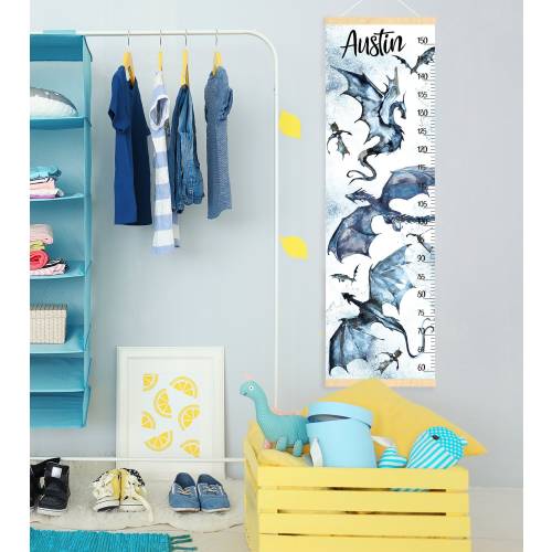 Dragons height chart Personalized growth chart Dragons kids room Nursery decor