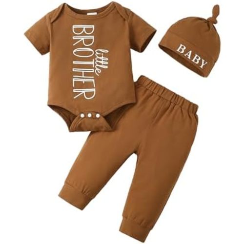 SUNNY PIGGY Baby Boy Clothes Newborn Boy Outfit Infant Romper Spring Summer Long Pants Set Hat 3PC