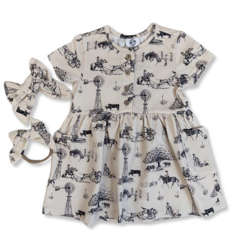 Cowboyin' Cotton Dress with Pockets / Matching Bow – Cowkid Clothing Company