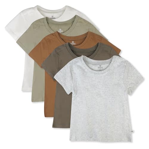 HonestBaby Multipack Short Sleeve T-Shirt Tee 100% Organic Cotton Infant Baby, Toddler, Little Kids Boys, Girls, Unisex