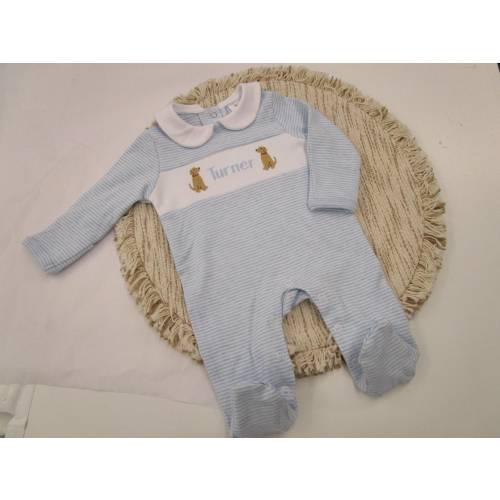 Baby Boy Coming Home Outfit Monogrammed footie romper Puppy Romper Lab Romper Personalized Baby Gift