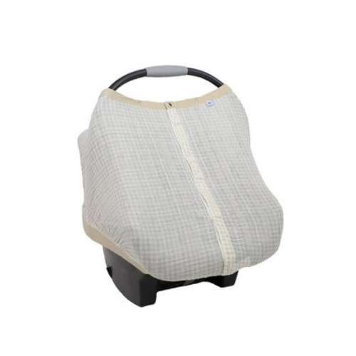 Little Unicorn Cotton Muslin Car Seat Canopy, Color: Tan Gingham