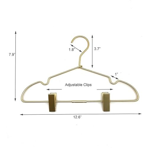 12.5" Gold Metal Baby Clothes Clips Hanger Children Kids Coat Hanger Display and Storage 30PCS