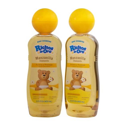 Ricitos de Oro, Baby Shampoo Cleansing and Lightening Baby Shampoo with Chamomile, Paraben Free, Hypoallergenic 2-Pack of 13.5 FL Oz Each, 2 Bottles