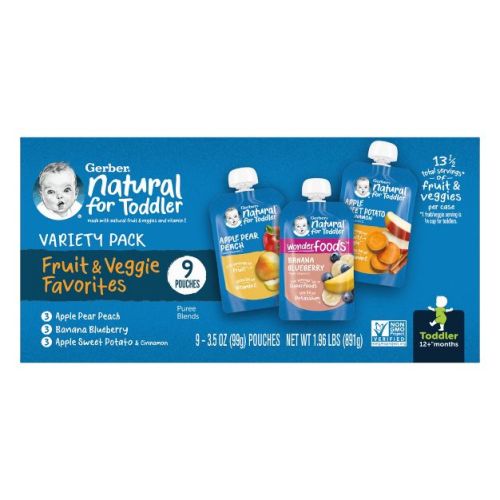 Gerber Toddler Baby Food Pouches - Fruit & Veggie Favorites Variety Pack - 9pk/3.5oz
