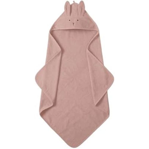 Denmark Premium Organic Cotton Baby Bath Towel – Hooded Toddler and Baby Towels for Newborn Girl and Boy – Super Soft and Absorbent, 32 x 32 (Rabbit - Blush)