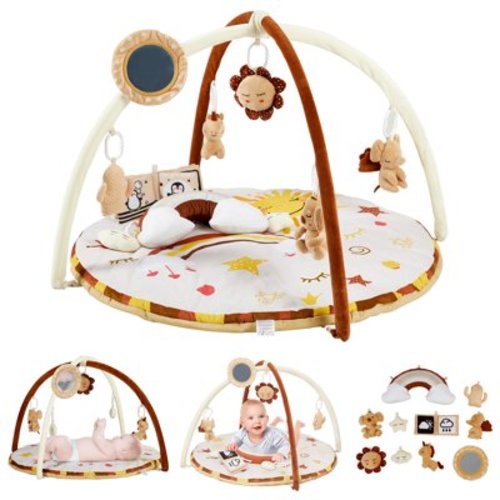 Baby Gym Activity Center with Play Mat, 9 Toys for Infant & Toddler, 33.5" Padded Palette Play Mat