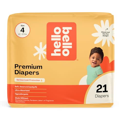 Hello Bello Diapers, Size 4 (22-37 lbs) Superstars, 21 Count of Premium Disposable Baby Diapers, Hypoallergenic with Soft, Cloth-Like Feel