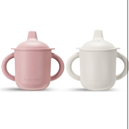 Leeleelon® Silicone Sippy Cups for Baby, Leak-Proof Sippy Cups for Baby & Toddler with Handles, Soft Spout Sippy Cup for Infants, 6+ Months, 6oz/180ml (Pack of 2)