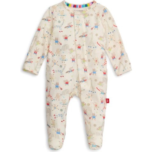 Furry Field Day Print Footie, 6-9M