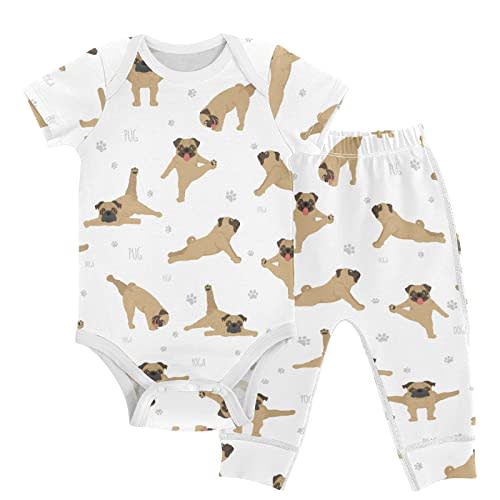 vvfelixl Baby Pants Sets Black Dachshund Long Haired Short Sleeve Baby Clothes for Boys Girls 0-24M