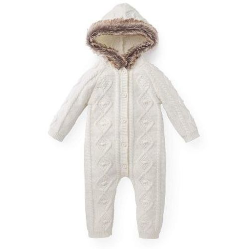 Hope & Henry Baby Faux Fur Hooded One Piece (soft White, 6-12 Months)