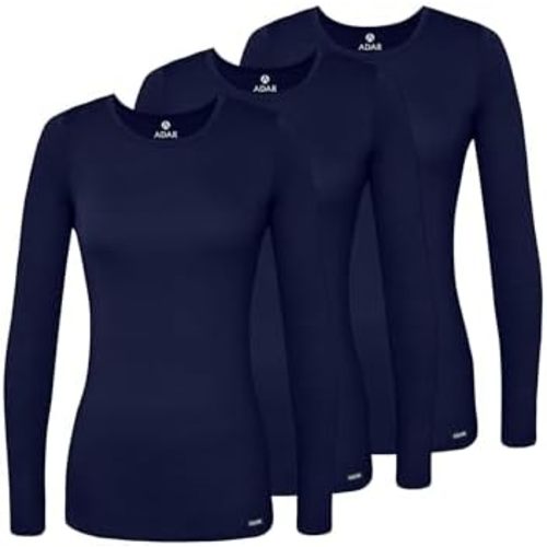 Adar Underscrubs for Women 3 Pack - Long Sleeve Underscrub Comfort Tee