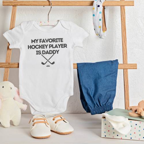 My Favorite Hockey Player Daddy Hockey Gift For Baby Outfit Newborn Gift Future Hockey Player Baby Shirt Newborn Baby Shower Gift Dad Hockey