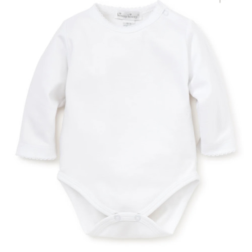 White Kissy Basics Long Sleeve Bodysuit