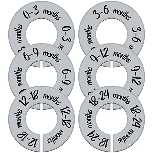 Pro Goleem Baby Closet Dividers Gray Baby Closet Organizer for Nursery Baby Clothes Size Age Dividers Fits 1.5" Rod 6 PCS