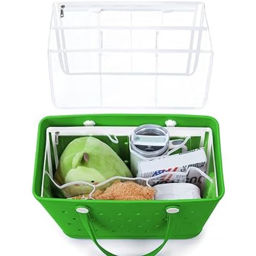 Clear Beach Bag Organizer Accessories Compatible with Bogg Bag X Large Size, Insert Divider Pouch Zipper for Bags, 5 Pocekets, Original Your Bag and Divide