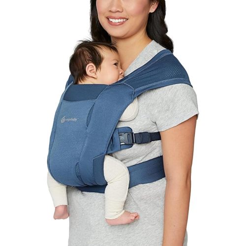 Ergobaby Embrace Cozy Newborn Essentials Baby Carrier Wrap (7-25 Pounds), Soft Air Mesh, Blue