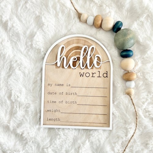 Hello World Birth Announcement, Newborn Baby Name Sign, Birth Announcement Plaque, Baby Arrival Hospital Sign, Welcome To The World Sign