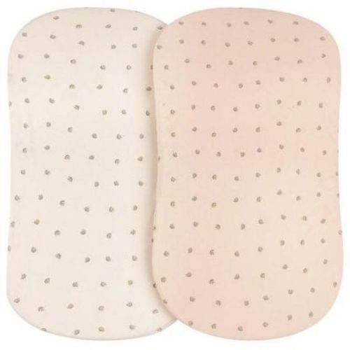 Ely's & Co. Baby Fitted Bassinet Sheet 100% Combed Jersey Cotton Mauve Tulip + Stripes