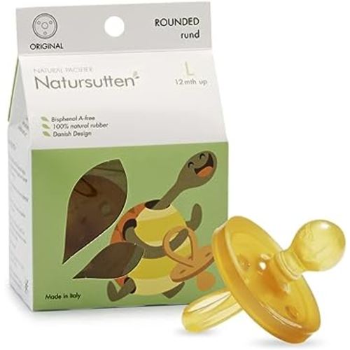 Natursutten Pacifiers 12-18 Months - 1-Pack Original Shield Round Nipple Natural Rubber Safe & Soft BPA-Free Pacifiers for Breastfeeding Babies - Newborn Pacifiers Made in Italy