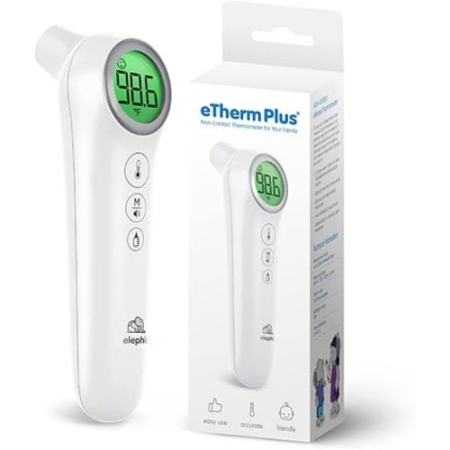 Elepho eTherm Plus Non-Contact Infrared Forehead Thermometer for All The Family; Babies to Adults – Accurate & Fast Readings in 1 Second. Large LCD Display…