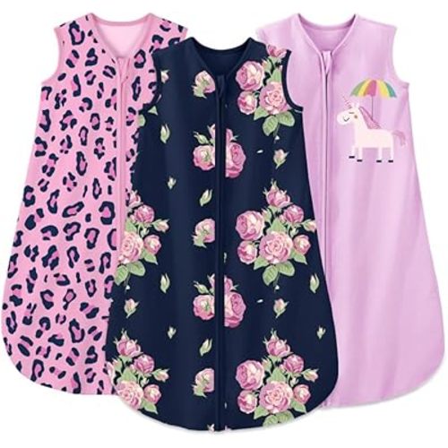 Yoofoss Baby Sleep Sack 6-12 Months Wearable Blanket for Babies 100% Organic Cotton 2-Way Zipper TOG 0.5 Toddler Sleeping Sack 3 Pack, Soft Lightweight Sleep Sacks