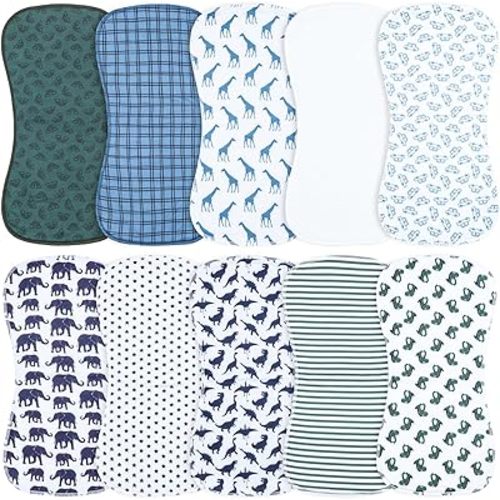 10-Pack Burp Cloths for Baby Boys and Girls - Organic Cotton Baby Burp Cloth,Baby Washcloths, Burp Rags, Large Neutral Burp Clothes for Newborn (Multicolor-f)